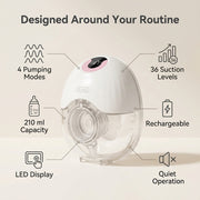 Wearable Hands-Free Electric Breast Pump – 4 Modes & 36 Suction Levels